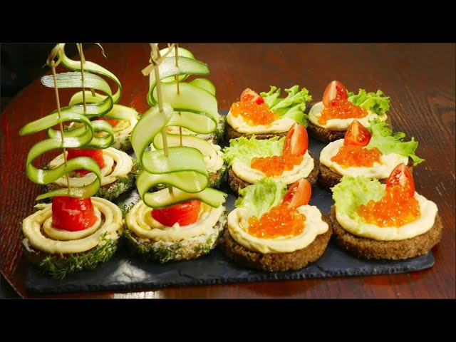 Праздничные закуски с лососем и красной икрой. Вкусные идеи для праздника! Удивите гостей!