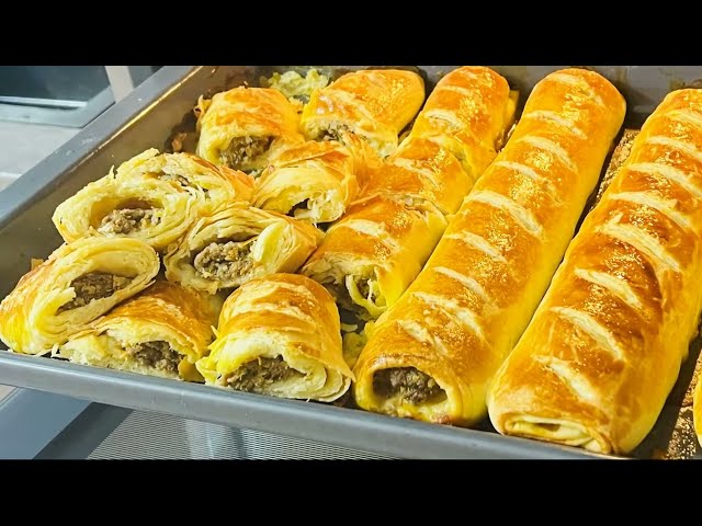 300 г мяса и тесто 3 стакана. Вкуснятина на ужин готова. Рецепт - бомба. Пироги с мясом