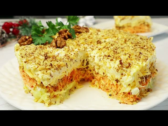 Салат Шапка Мономаха из простых продуктов, но оригинальный вкусный новогодний